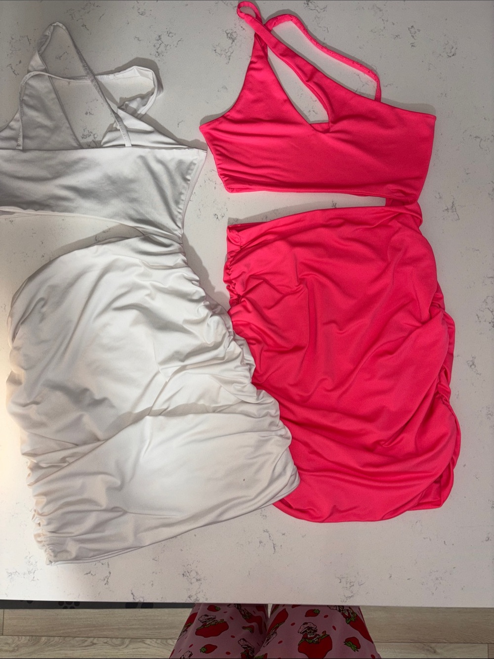SHEIN White & Hot Pink Midi Dress Duo